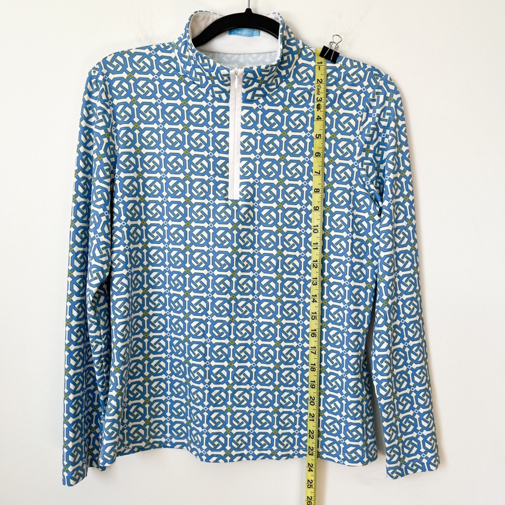 J.McLaughlin Catalina Cloth 1/4 Zip Pullover Geometric Print Large Blue Yellow - Picture 6 of 10